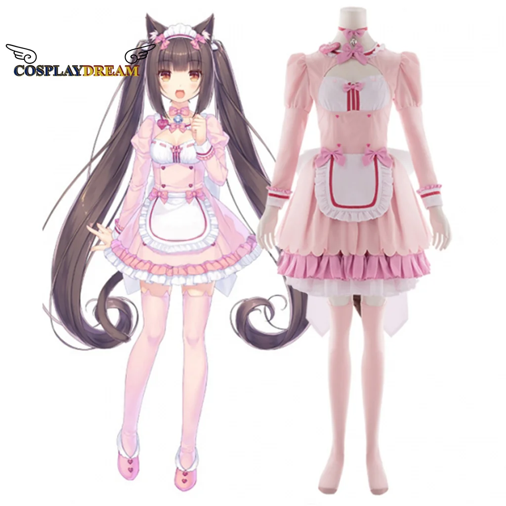 Game Nekopara Chocolate Vanilla Cosplay Costume Pink Coconut Azuki Cosplay Maid Lolita Dress Suit Cat Cosplay Role Play Outfits