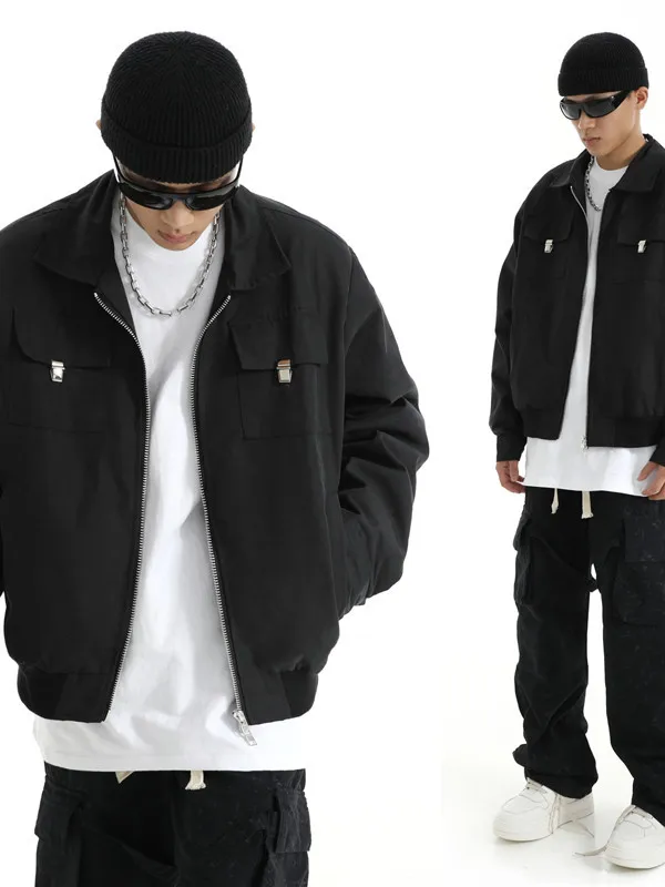

American Style Pilot Jacket Men's Spring Autumn Cleanfit Short Collar Baseball Coat Student Windproof Bomber Clothing