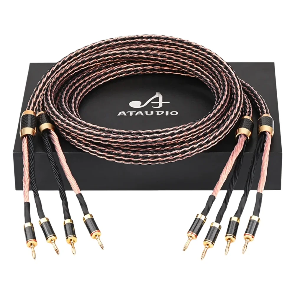 Para Kabli Głośnikowych HiFi OCC High-End Anty-Noise Włókno Węglowe Bananowe i Wtyk Y Kabel Audio Głośnikowy — zdjęcie produktu 7