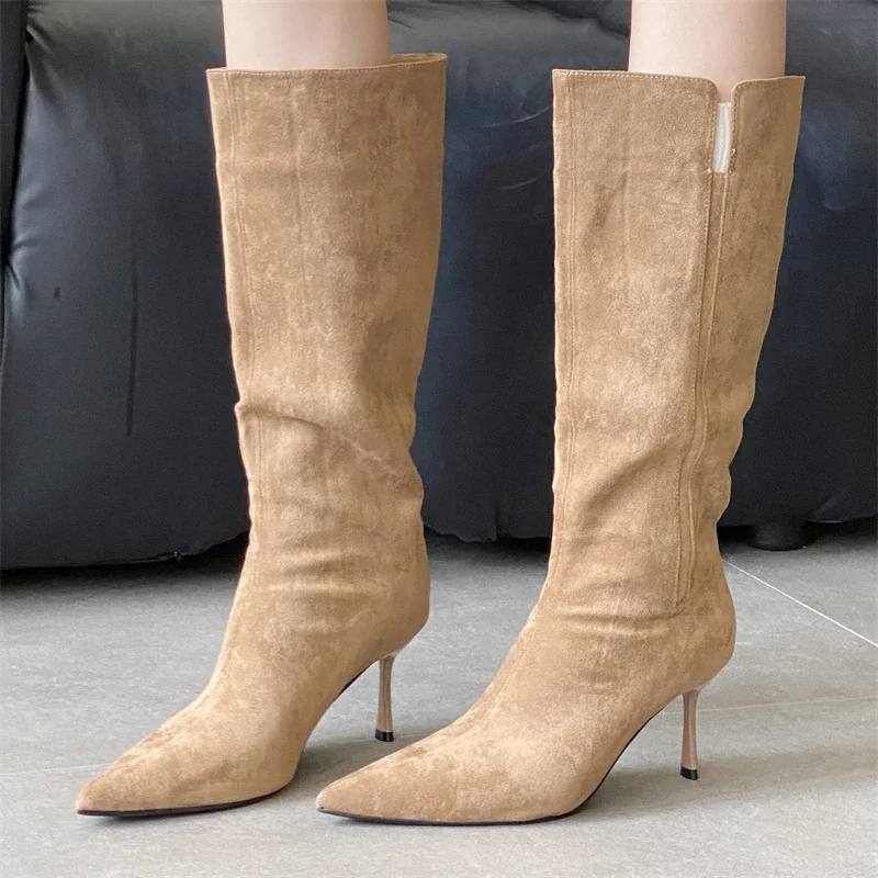 

Eilyken Autumn Winter Pointed Toe Woman Knee-High Long Boots Street Style Thin High Heels Stripper Party Shoes