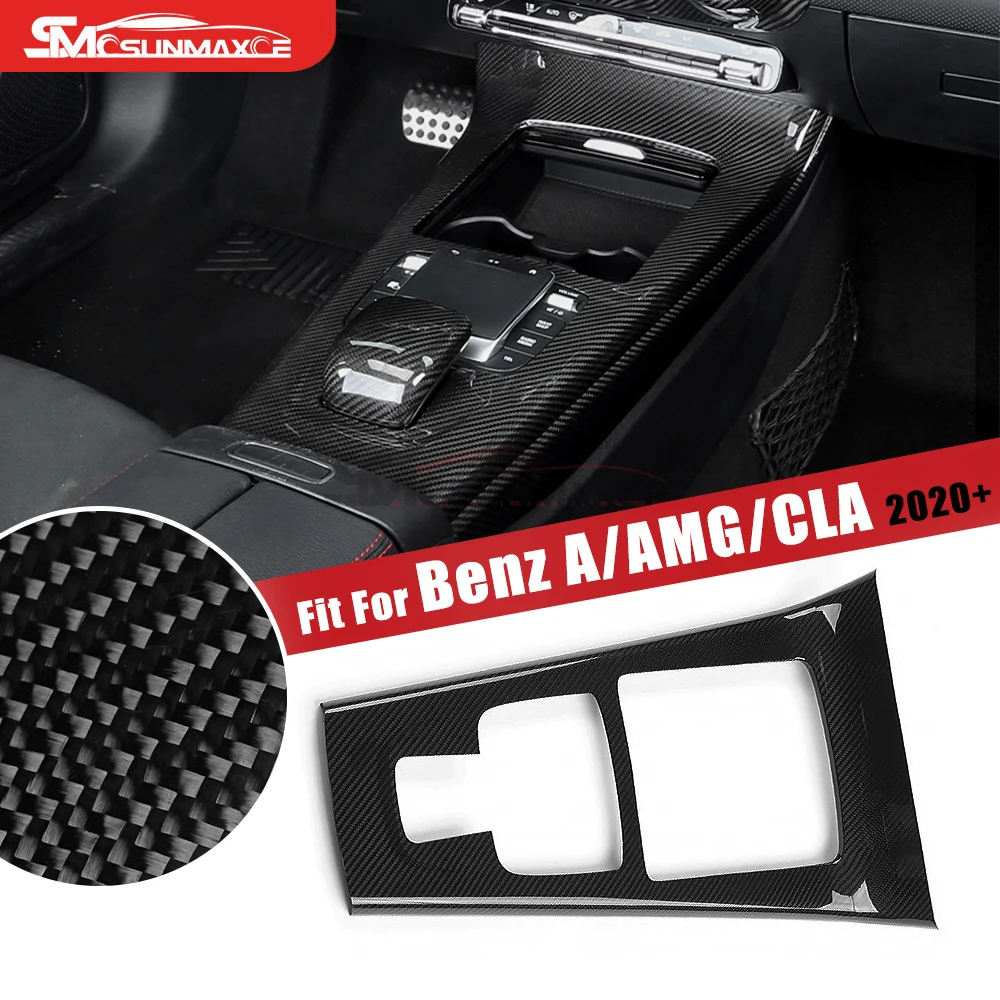 

Real Carbon Fiber Interior Center Console Gear Shift Panel Trim Cover Sticker For Benz AMG A35 A45 A45S W177 CLA200 CLA250 C118