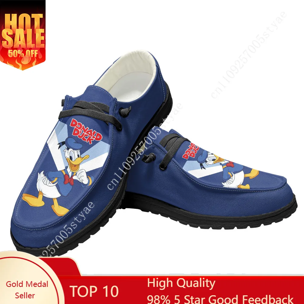 

Повседневная обувь Disney Donald Duck, мужская и женская обувь на плоской подошве, дышащая легкая уличная обувь, обувь для пар, изготовленная на заказ