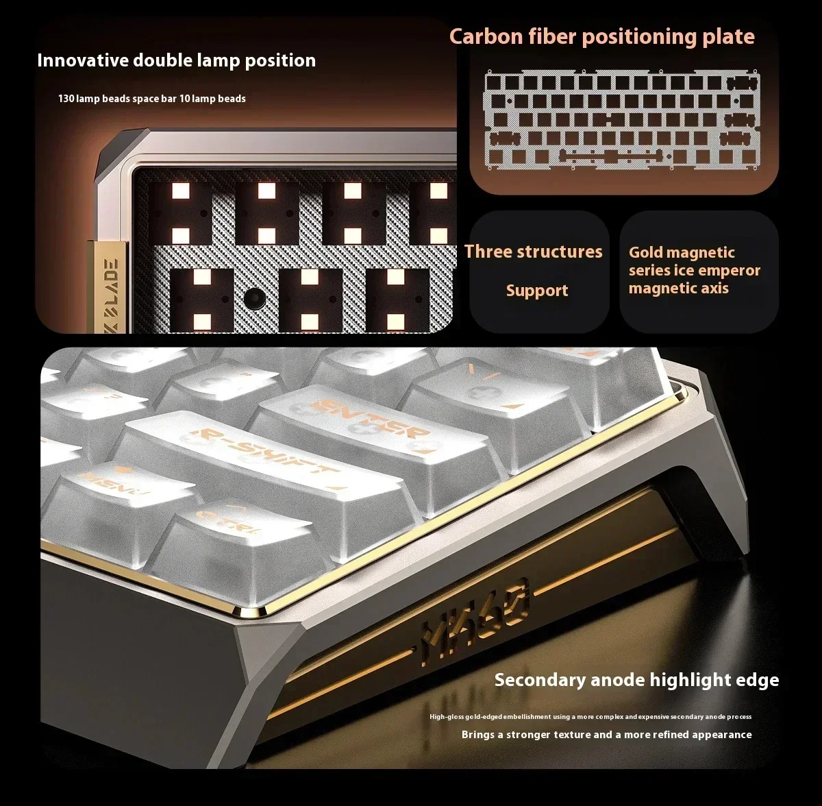 

AULA MK60 клавиатура с магнитным переключателем, проводная механическая клавиатура RGB с горячей заменой 0,001RT 0,108MS, индивидуальные игровые клавиатуры, подарки
