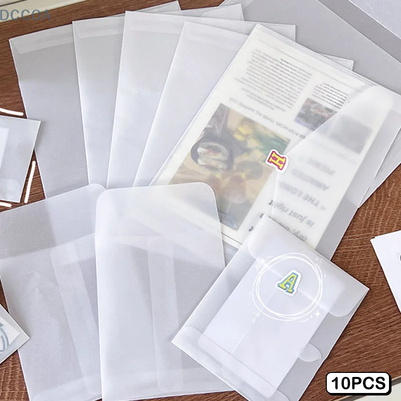 10Pcs Semi-transparent Sulfuric Acid Paper Envelopes For DIY Postcard Card Storage Bag Wedding Invitation Gift Packing Bag