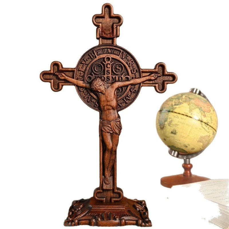 

Cross, ornaments Solid wood carving Wood handicrafts Home decoration with base