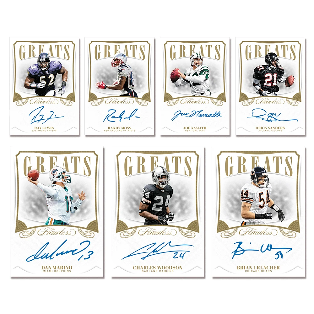 PANINI football DIY 7PCS BC GREATS RANDY MOSS DEION SANDERS DAN MARINO BRIAN URLACHER signature Colorful flash collectible cards