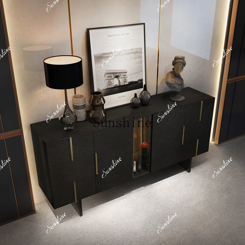 Italian entrance large flat floor living room with sensor light glass locker  FT