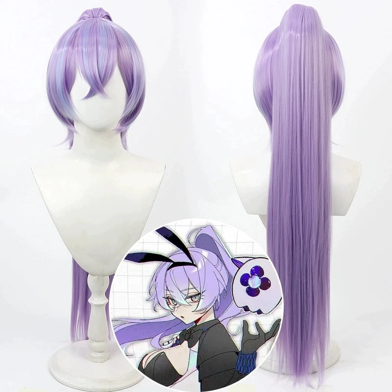 Vtuber Sexual Conversion Hoshirube Sho Cosplay Wig 70cm Long Purple Mixed Blue Heat Resistant Synthetic Hair Halloween Party Rol