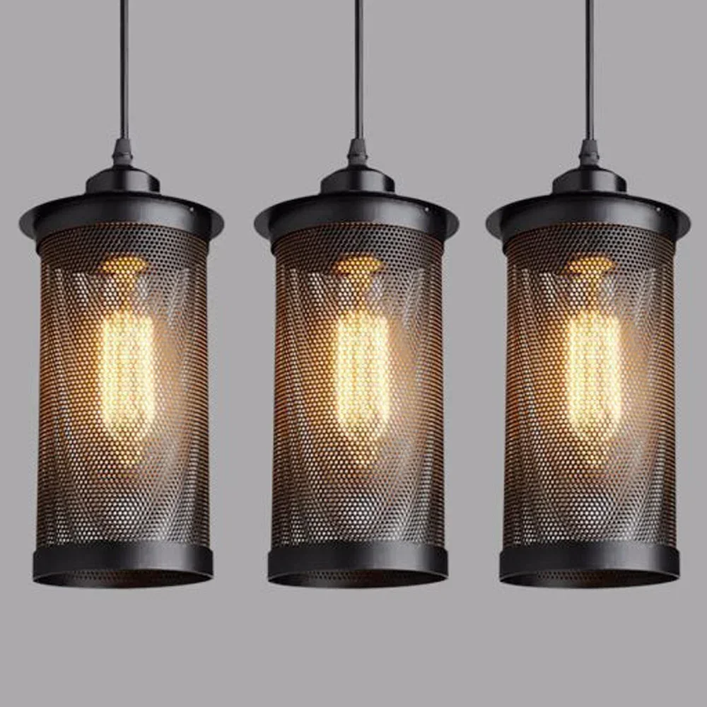 Modern Nordic Pendant Lights Black Iron Retro Loft Cage   Lamp American Industrial Metal Hanging Lamps