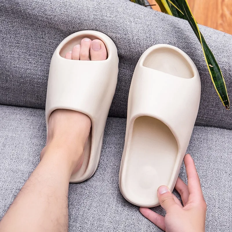 Thick-soled Slippers for Summer Wear, Coconut Sandals for Men and Women, Couples, Gentle Tread, Home Bathroom One-word Drag