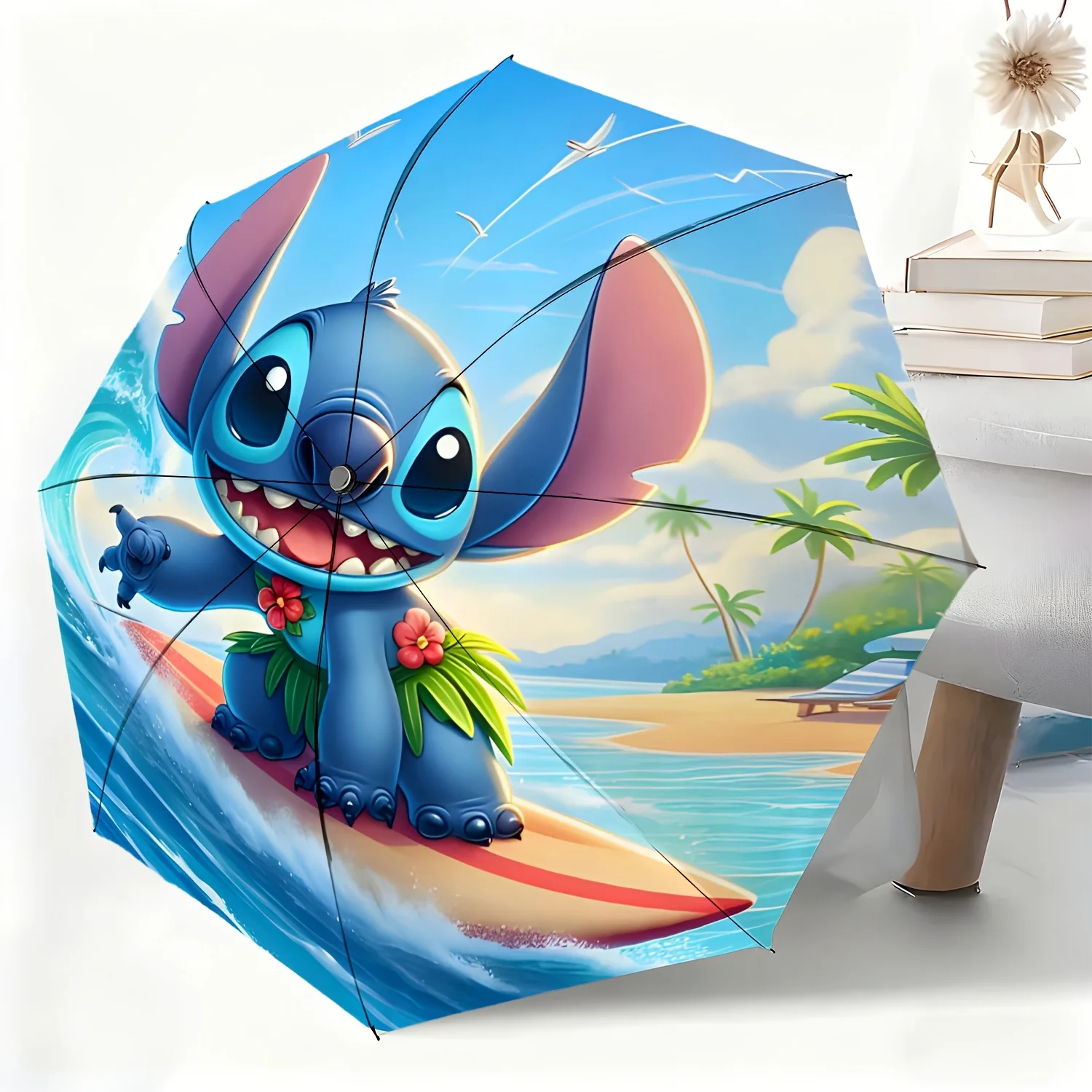 

Автоматический зонт с изображением персонажа мультфильма Дисней Ститч, 1 шт., всепогодный, двойного назначения, подходит для любых случаев, портативный.