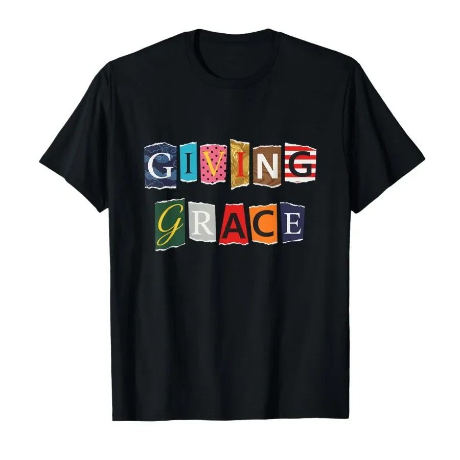 

Giving Grace Funny Vintage Ransom Note Gen-Z Meme T-shirt For Men Women 100% Cotton T Shirts Short Sleeve Tops 0420-1