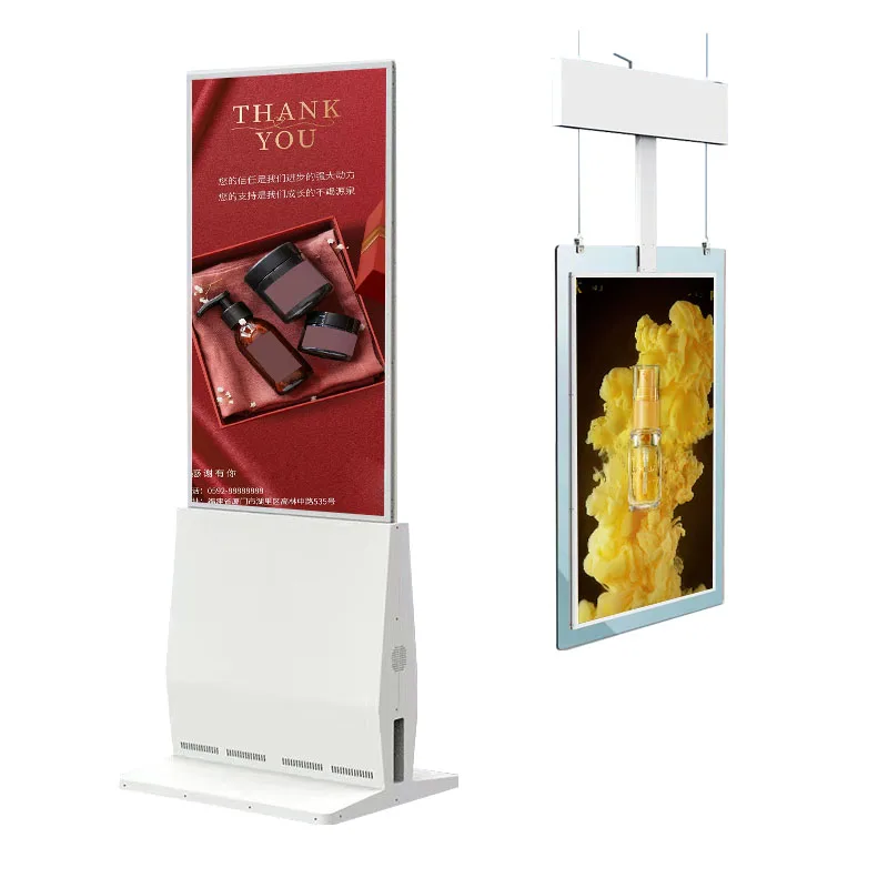 

32-65-дюймовая напольная подставка, подвесное одностороннее окно, двойной экран, рекламный плеер, цифровые вывески и дисплей