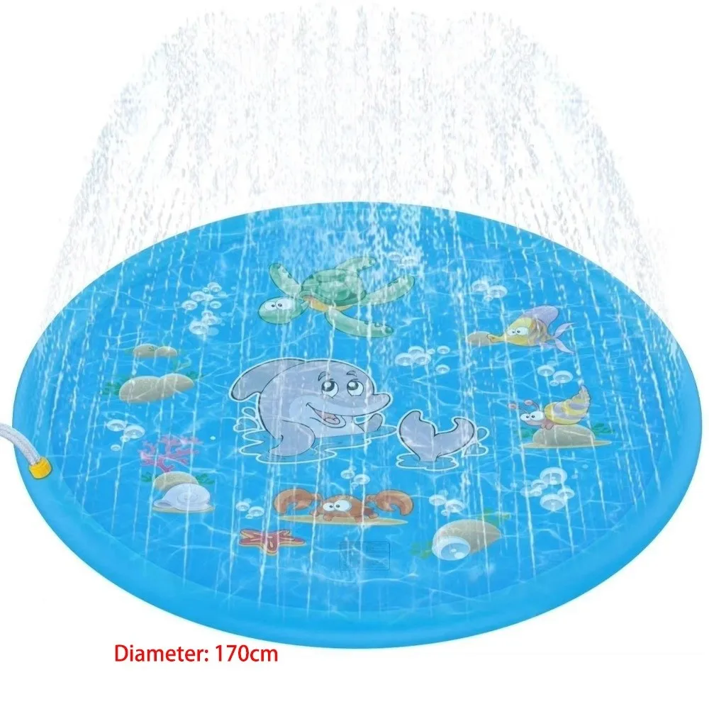 Novo PVC inflável crianças piscina golfinho 170cm spray esteira brinquedo de jogo ao ar livre