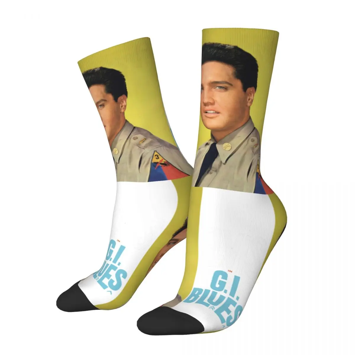 Funny Crazy Sock for Men Music Fun Hip Hop Harajuku E-Elvis Singer Presley Happy Quality Pattern Printed Boys Crew compression