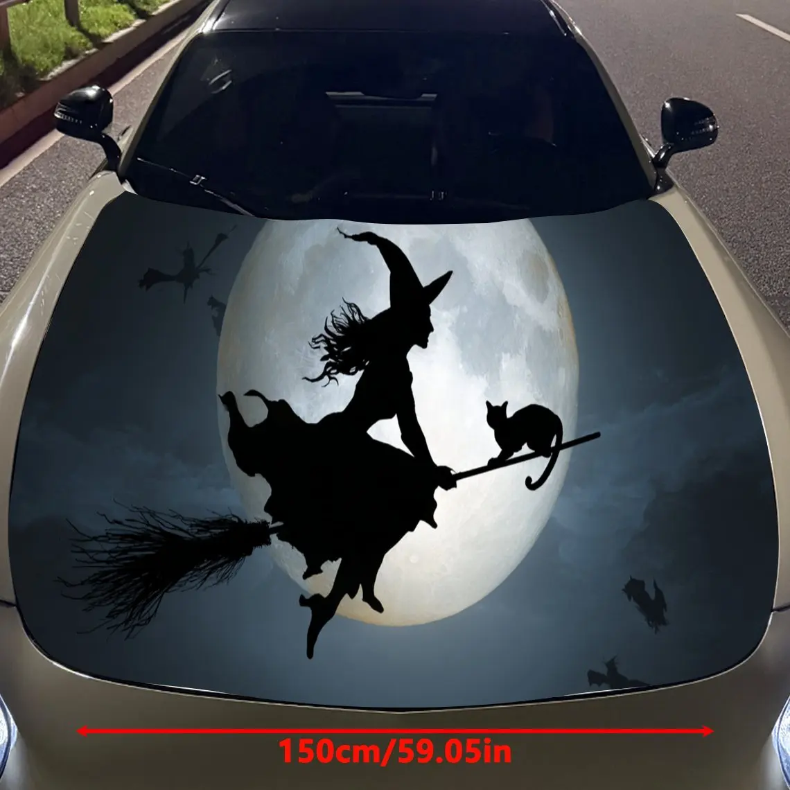 ملصقات الفينيل لغطاء السيارة من The Flying Witch and the Black Cat لحماية سطح السيارة وغطاء تزيين السيارة من الفينيل يلتف Waterpr #2