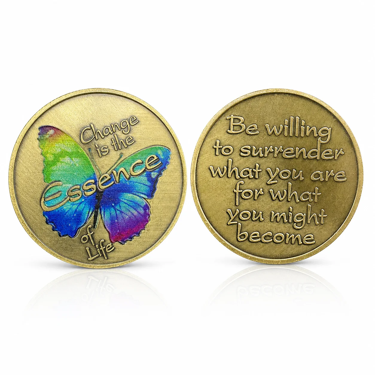 Bronze Colorful Butterfly Lucky Coin Change Is The Essence of Life Commemorative Coin Collectibles Gift for Friends