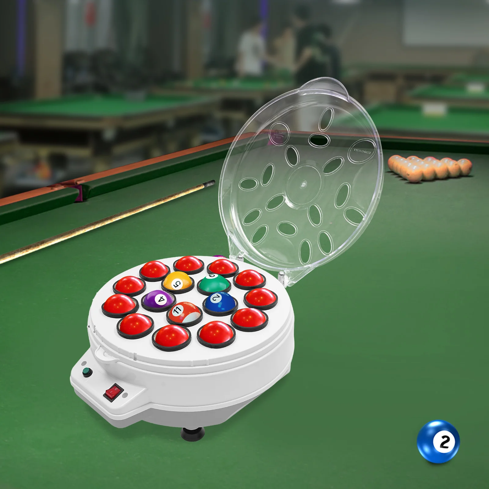 

Automatic Pool Balls Cleaner Machine 180W 1000RPM for 16 Balls, Billiard Ball Polisher with Wool Ring & Removable Tray, Anti-Slip Base & Dual Fuses, Home Club Billiard Accessory