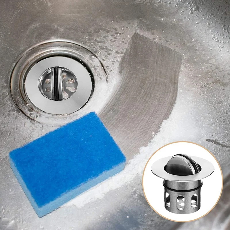 2 Pieces Of Kitchen Sink Trash Basket Stainless Steel Sink Seal Ring Basket Washbasin Plug Bathtub Drain Bounce Filter