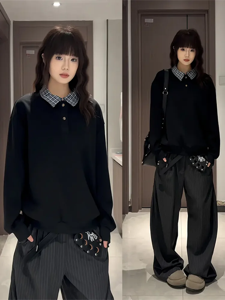 

Мужская толстовка в американском ретро-стиле, свободного кроя, базовый слой, повседневная, удобная, хлопковая, с длинным рукавом, осенняя мода