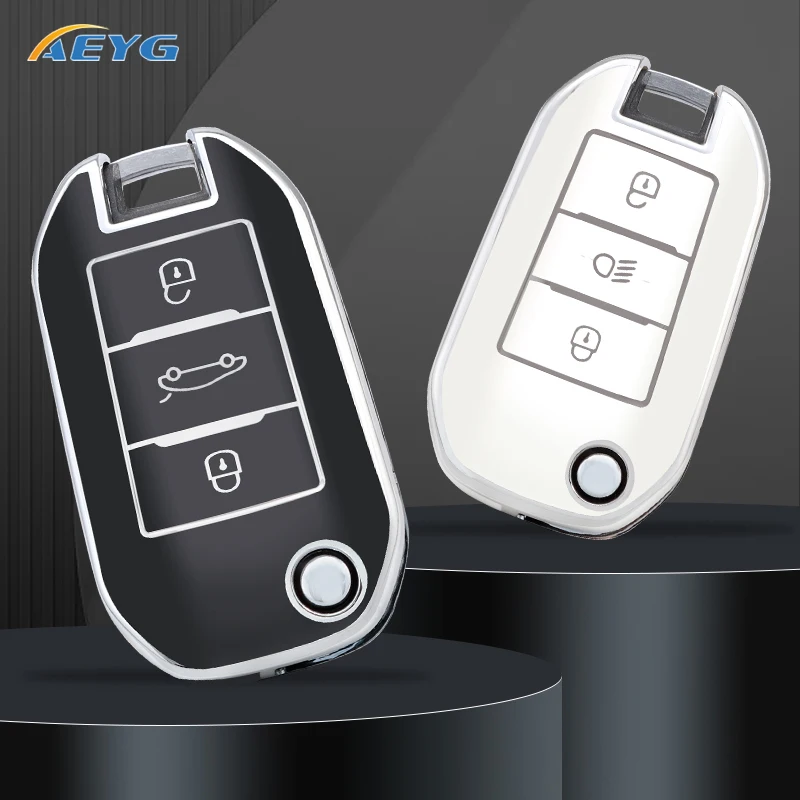 TPU Car Flip Key Case Cover Shell For Peugeot C6 508 C5 C3 208 308 408 508 2008 3008 For Citroen C4 CACTUS C4L Berlingo 2021