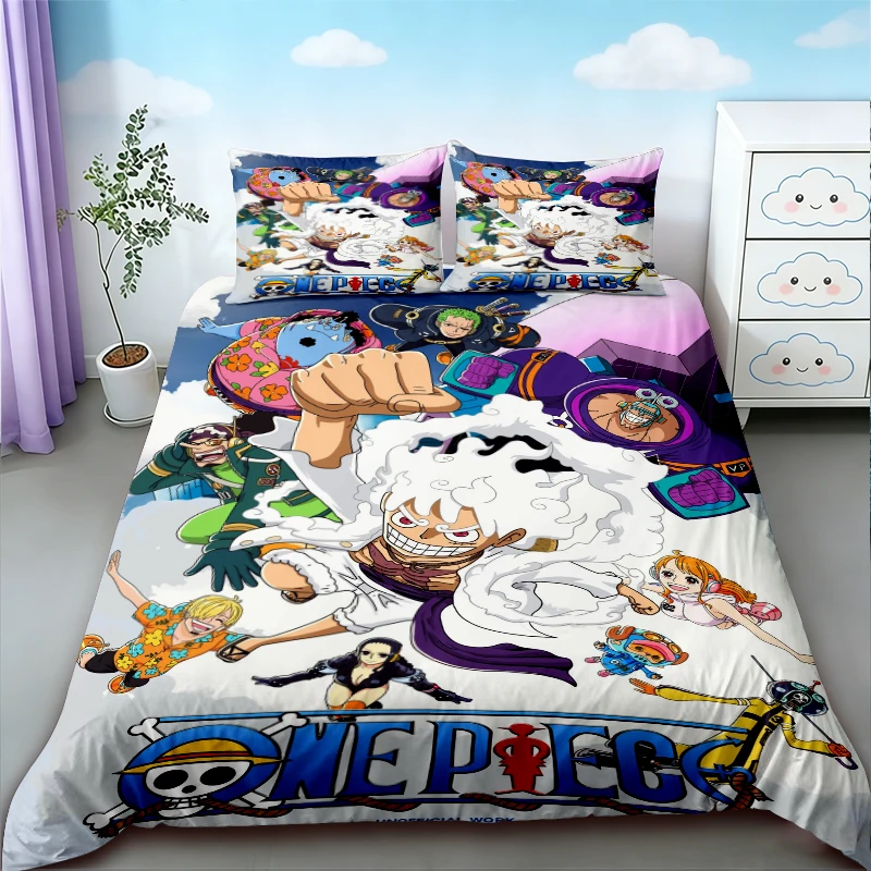 

One Piece 3pcs Duvet Cover Luffy Cartoon Bedding Set Quilt Cover Soft and Comfortable for Bedroom Decor Queen King