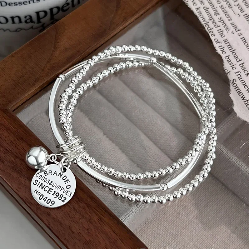 

sterling silver round brand bracelet women's niche stacking wearing exquisite girlfriend bracelet light luxury high-end jewelry