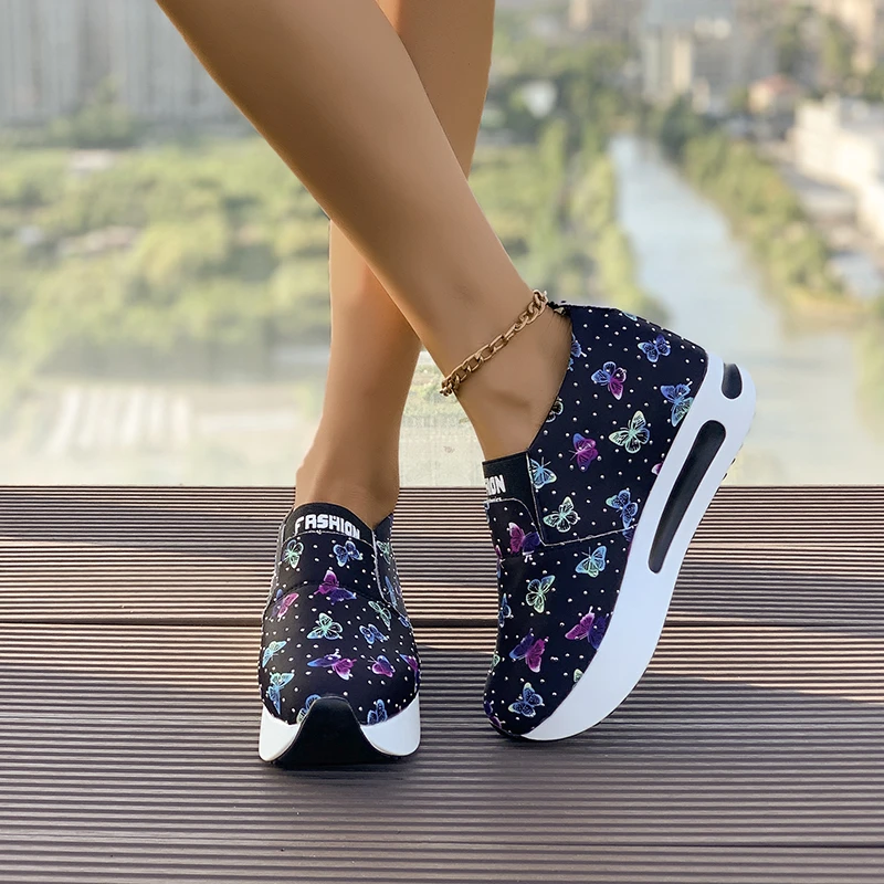 Women Sneakers for Summer Platform Women Slip on Sock Flats Shoes Casual Zapatillas Mujer Breather Sports Shoes Female Loafers