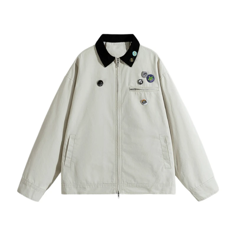 

New Spring Autumn Retro Jacket New Spring and Autumn Fashion Trend Casual Versatile Comfortable High Quality Collar Loose Coat