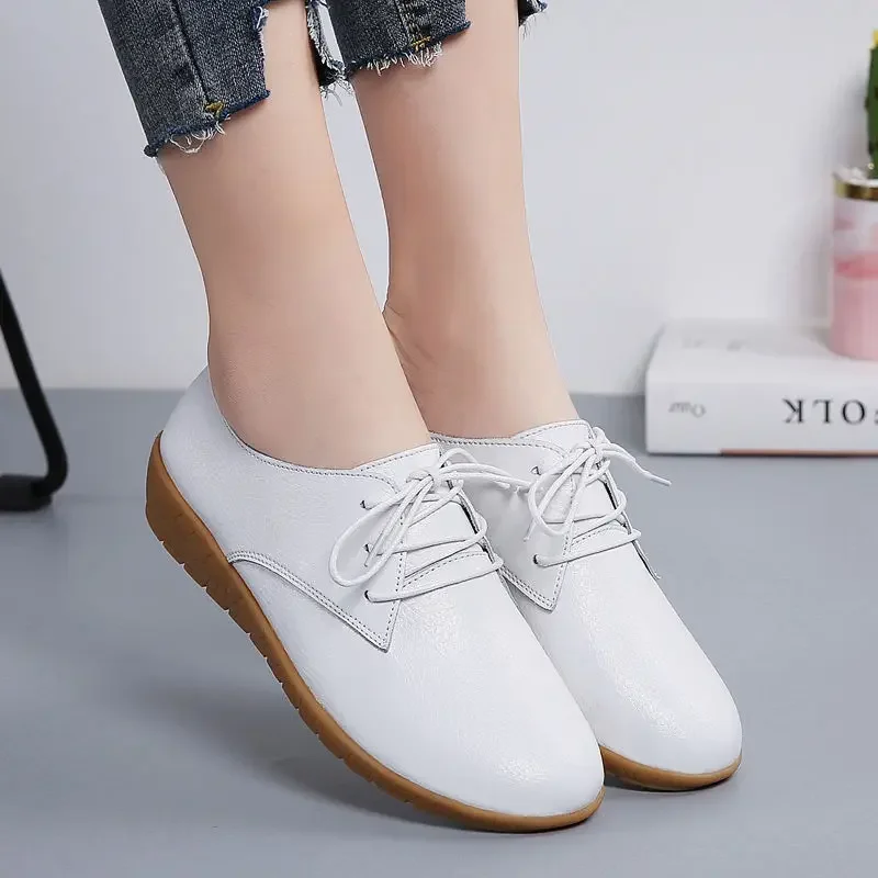 Fashionable and Simple Flat Bottomed Breathable White Shoes for Shopping