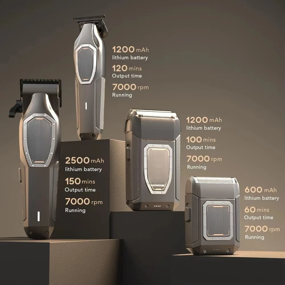 7000 RPM Brushless Motor Hair Clipper, 4-in-1 Grooming Kit, 2600mAh, 150-Min Runtime, Men's Trimmer Shaver Set
