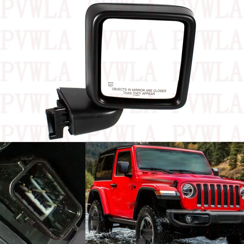 Right Side 5 Pins Satin Black Heated Power Adjust Reversing Mirror 68281890AE For Jeep Wrangler J1 2018 2019 2020 2021