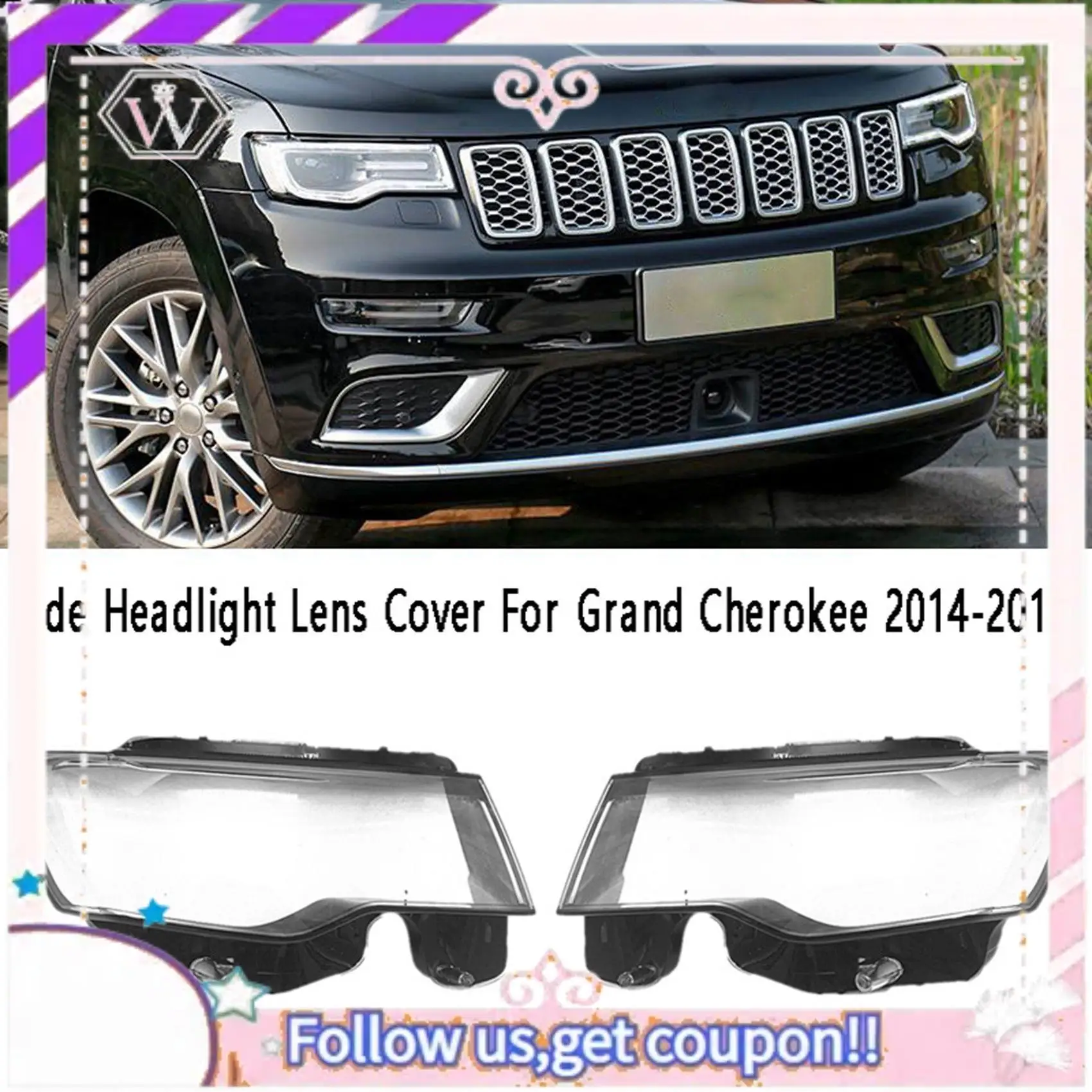 

Portable Car Headlight Lens Cover Transparent Head Light Lamp Shell For Jeep Grand Cherokee 2014-2019