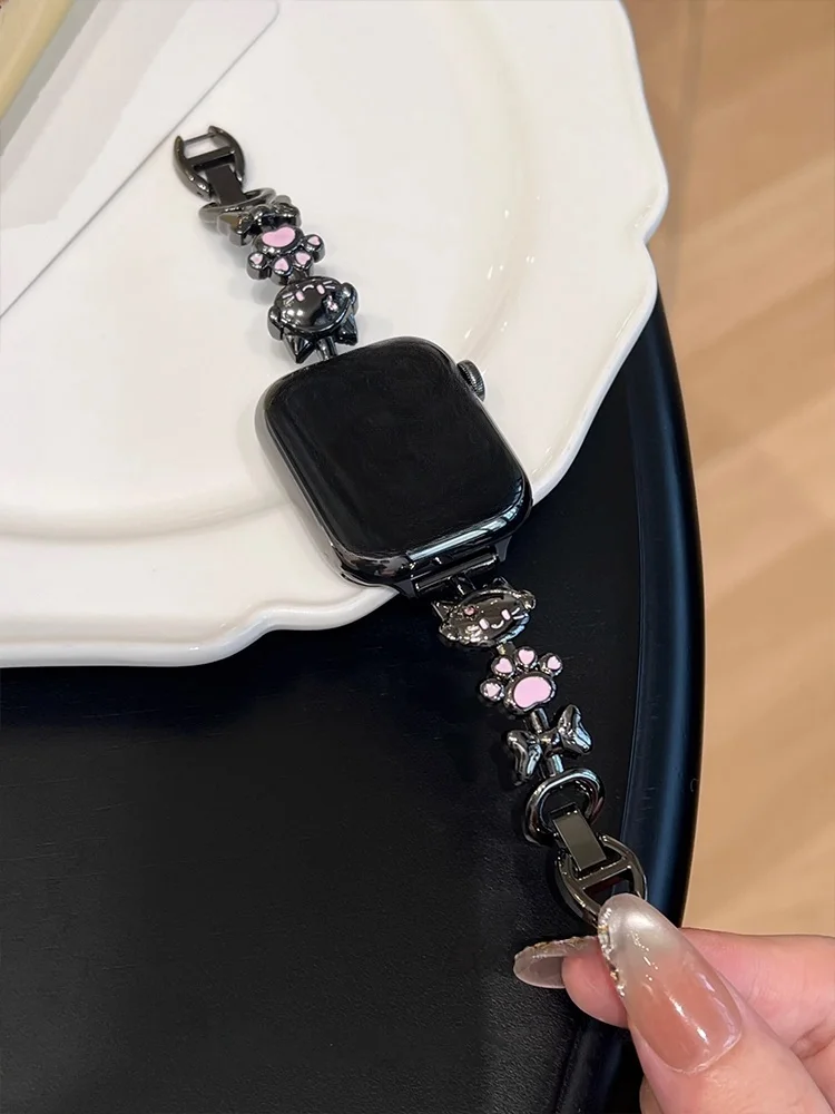 

Compatible with iWatch strap 38mm 40mm 41mm 42mm 44mm 45mm 49mm cat paw metal fashion strap