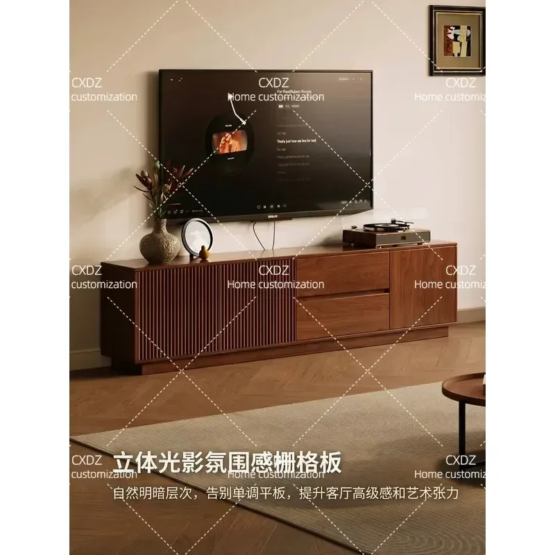 Medieval TV Cabinet 70cm High Floor Locker Small Unit Solid Wood TV Cabinet Hidden Socket Floor Cabinet