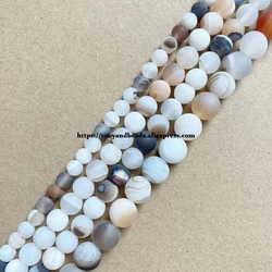 Natural Stone Matte White Sardonyx Stripes Agate Round Loose Beads 6 8 10 MM Pick Size For Jewelry Making DIY