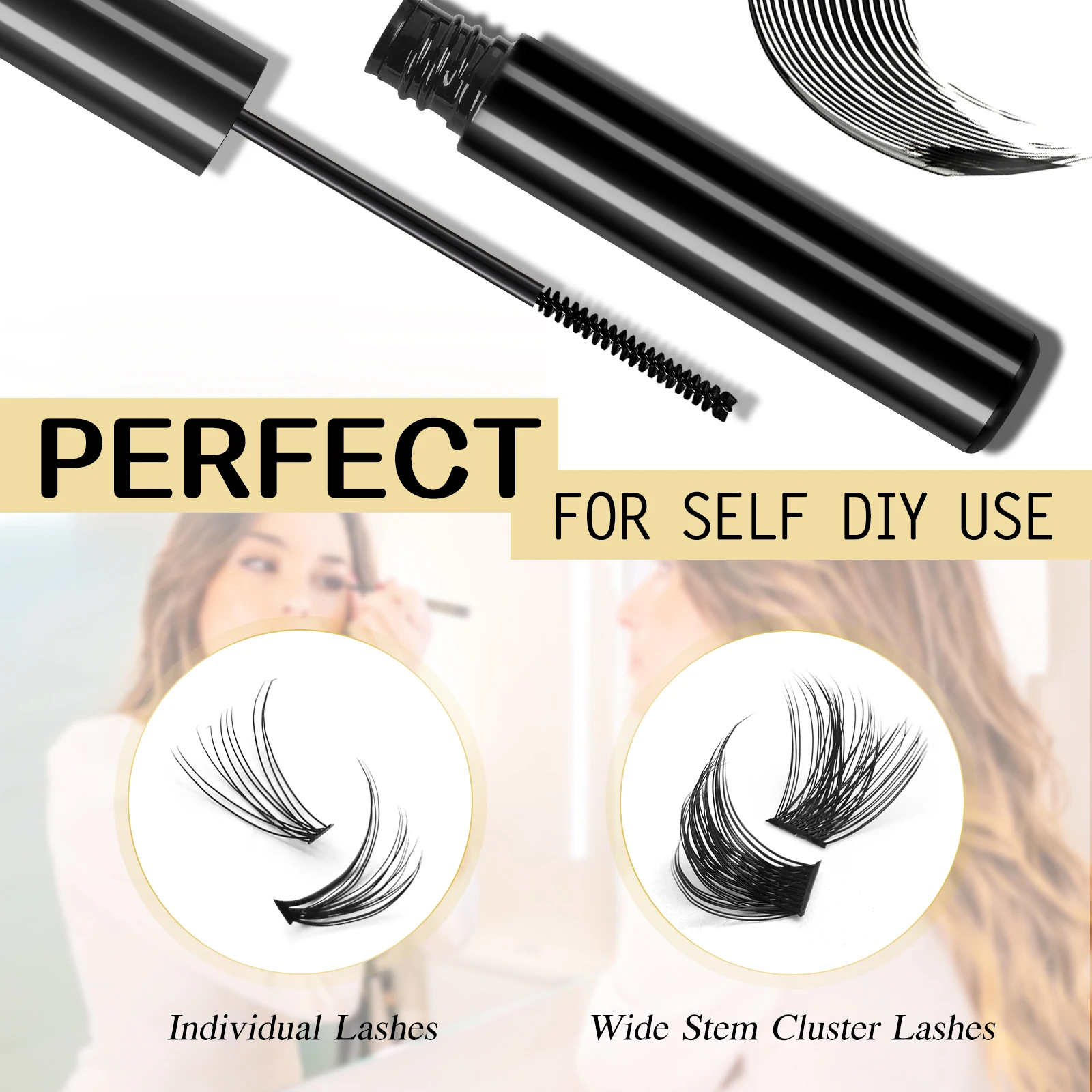 Quewel 5ml Eyelash Glue DIY Clusters Segmented Dovetail False Lashes Extension Adhesive Waterproof Latex Free Makeup Tool