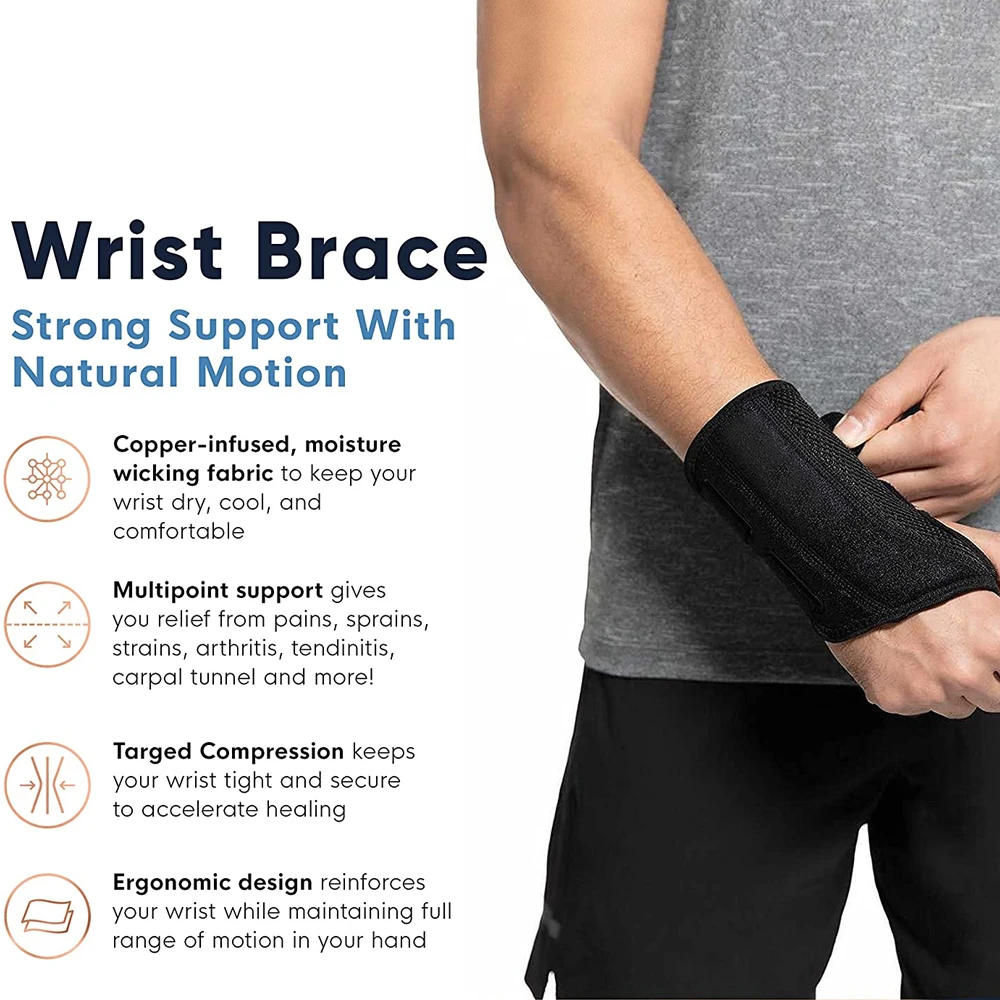 1Pcs Adjustable Wrist Brace Night Support for Carpal Tunnel, with Double Splint & Therapeutic Cushion,Hand Brace for Pain Relief