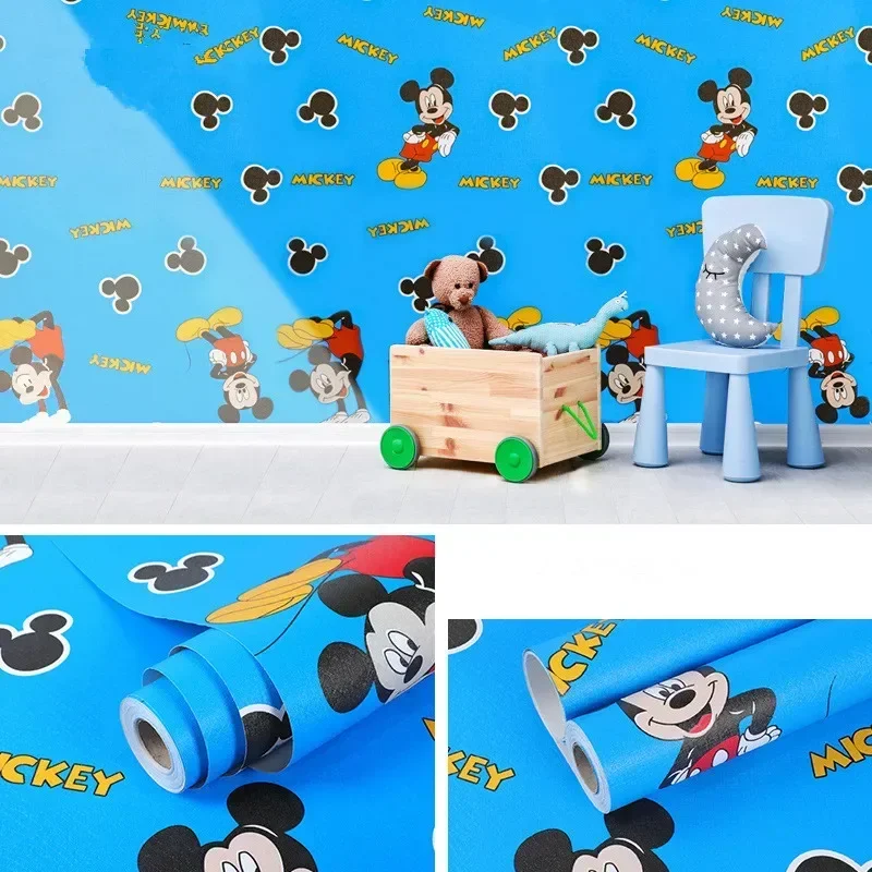 10 Meters PVC Wallpaper Roll with Classic Cartoon Animation Patterns Water-proof Self Adhesive Wall Sticker for Kid’s Room Decor