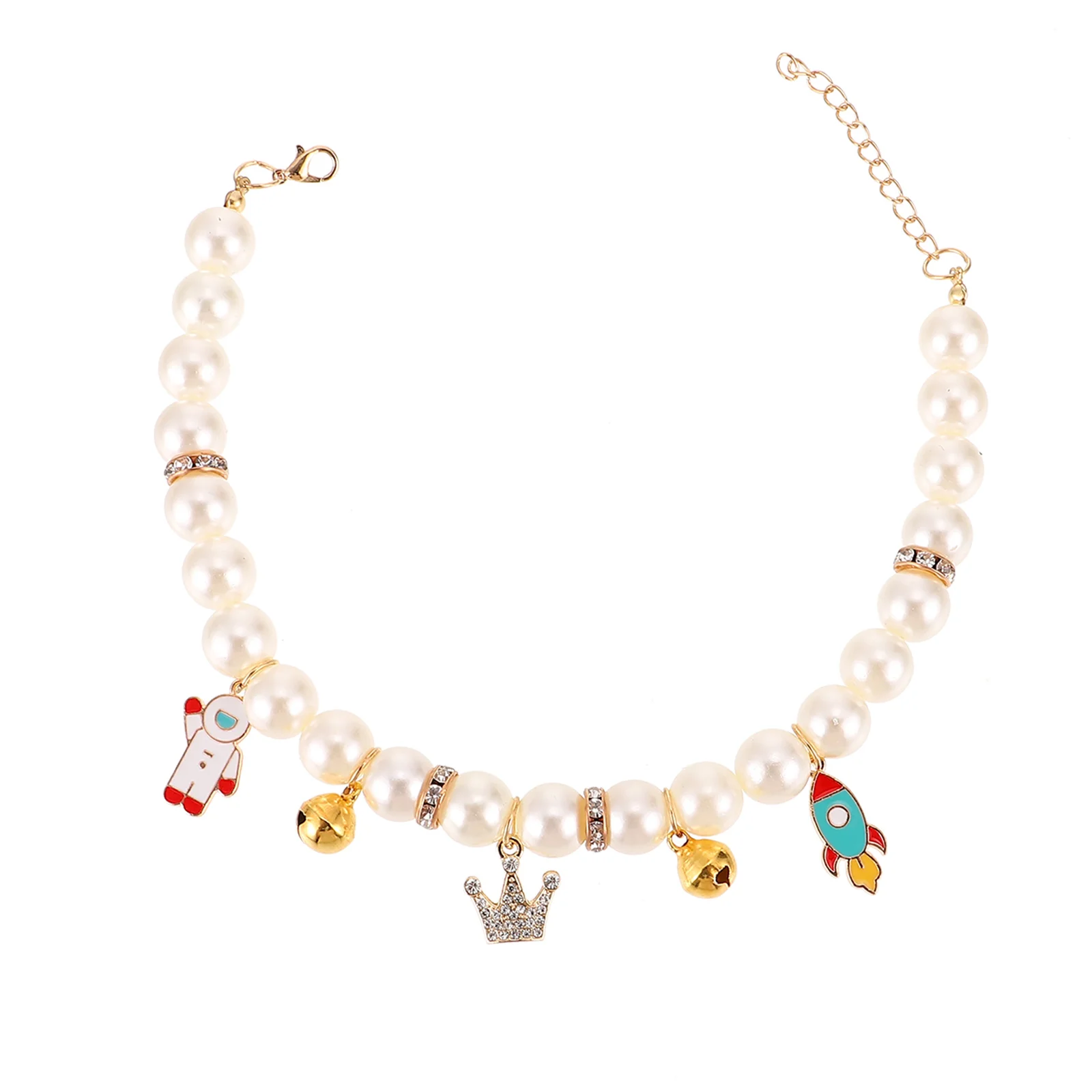

Pearl Necklace Adjustable Kitten Puppy Collar Pet Cat Accessories Collars Bell Cute