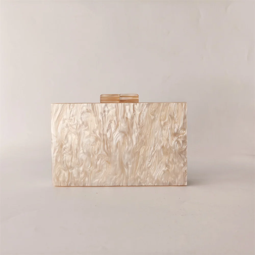 Beige Champagne Geometric Handmade Women Box Clutch acrilico sera cena pochette borsa festa di nozze Crossbody Mini Flap