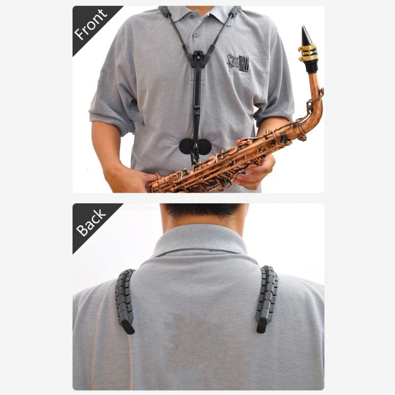 Adjustable Saxophone Shoulder Harness Comfortable Sax Neck Strap Hook Aluminum Metal Sax Holder for Saxophone Alto