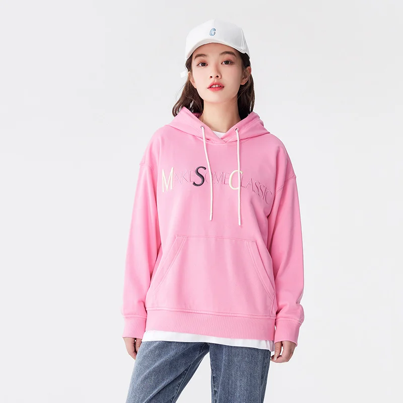 Semir-suéter con bordado de letras para mujer, camisa de fondo suelta, Top con capucha que combina con todo, suéter Simple para niña, moda Ins,