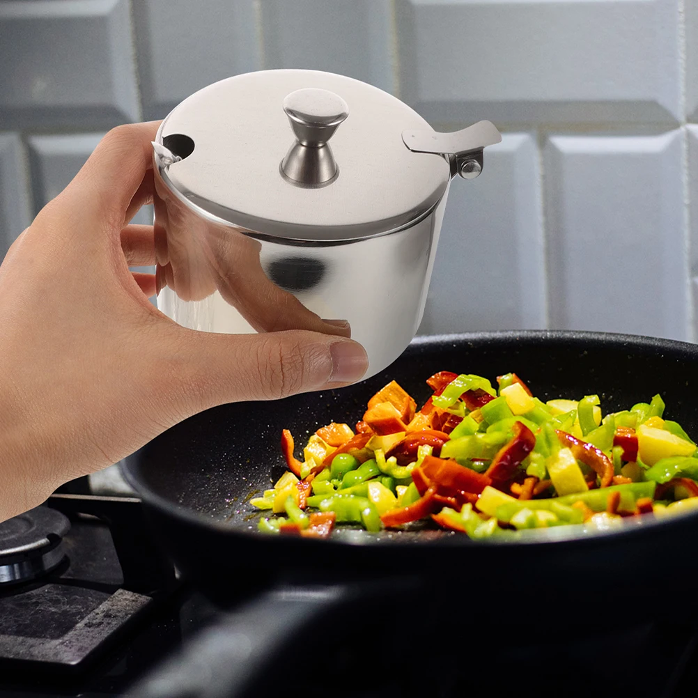 

2 Sets Stainless Steel Sugar Bowl Spice Jars with Lids Condiment Container Salt Containers Small Canister Spoon Silver