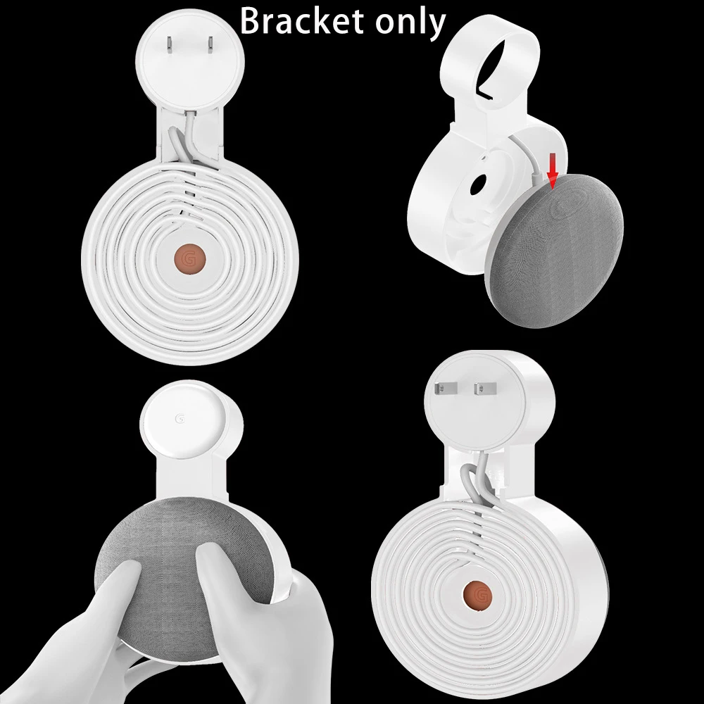 구글 네스트 미니 벽 브래킷, 2 세대 소켓 걸이식 행어 브래킷, 구글 오디오용, 블랙, 2 개