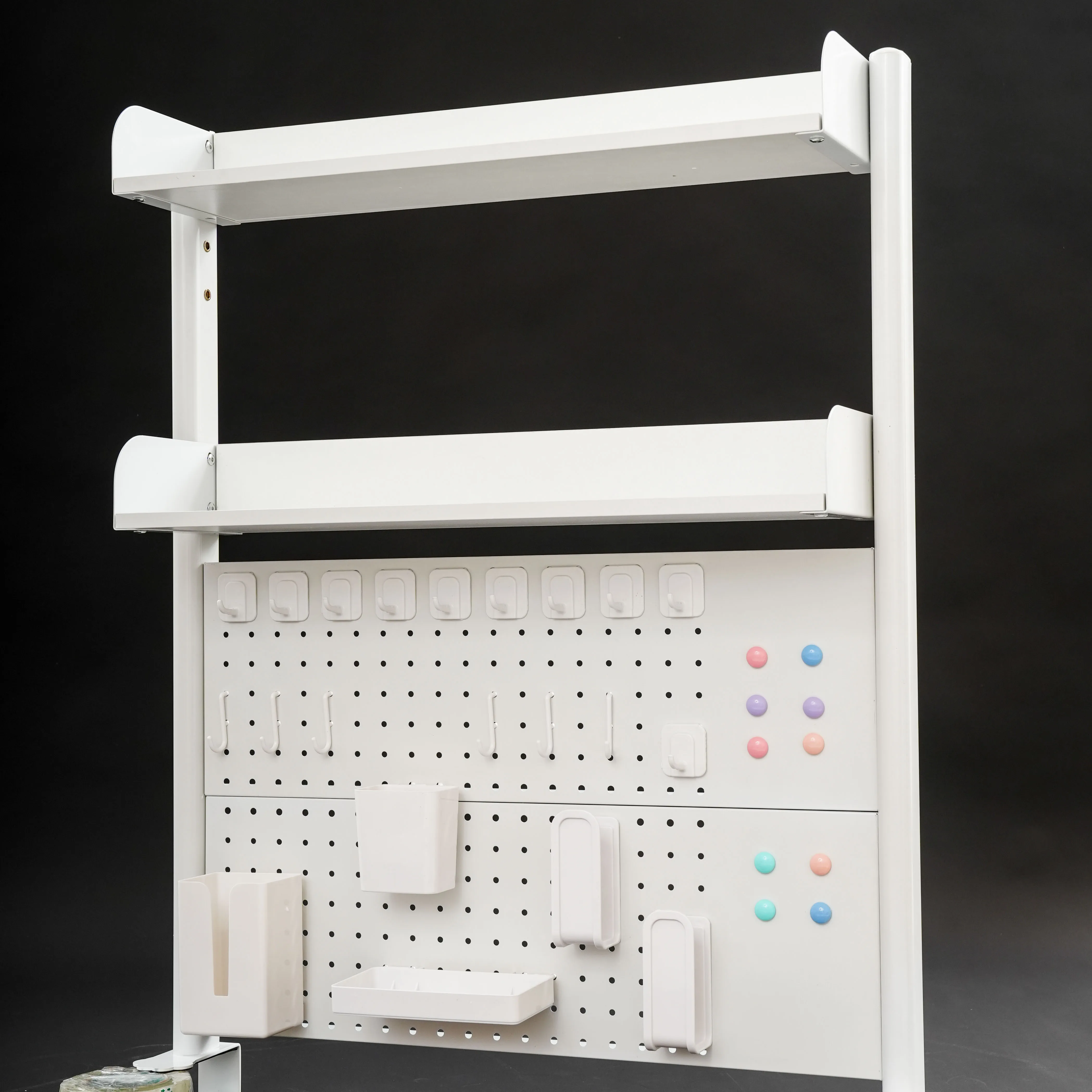 37" Clamp-on Pegboard with Accessories, No Drill Desk Shelf, 2-Tier Organizer with Hooks & Tray, Space Saving Storage Rack for Home Office & Dorm