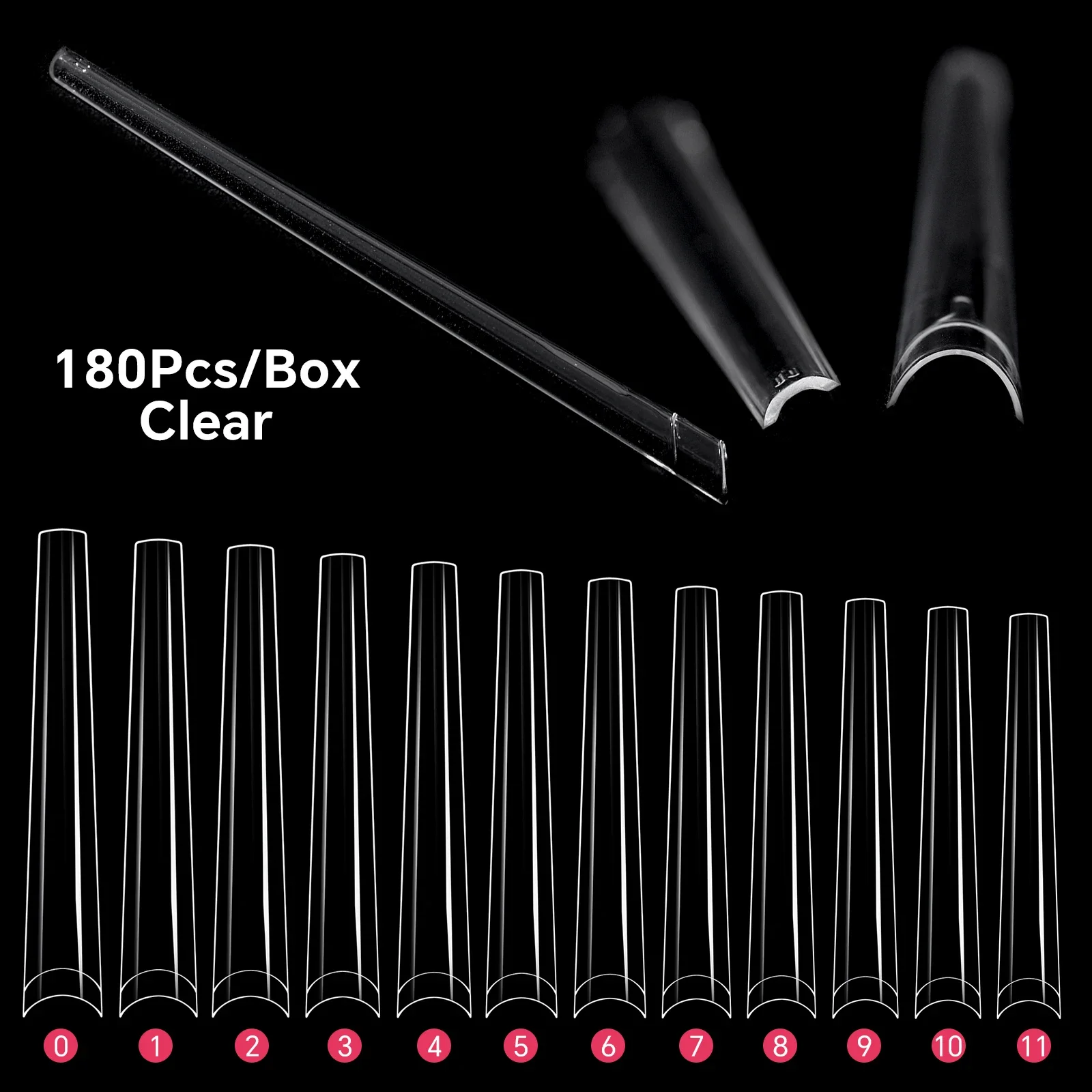 

180Pcs/Box Extra Long False Nail Tips ABS Traceless 5XL Professional Press On Nail DIY Nail Art Tool Clear Fake Tip For Manicure