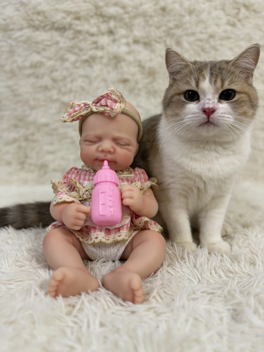 

13 Inch Pascale Reborn Baby Doll Squishy Elastic Full Solid Silicone Body Girl Adorable Doll Toy Birthday Christmas Gift