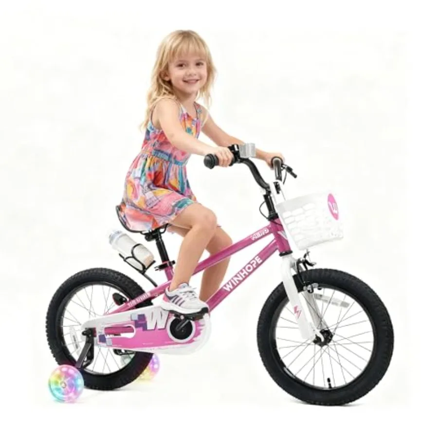 

Детский велосипед 12, 14, 16, 18 дюймов с подсветкой, тренировочными колесами и двойными тормозами, для начинающих, с регулируемым сиденьем