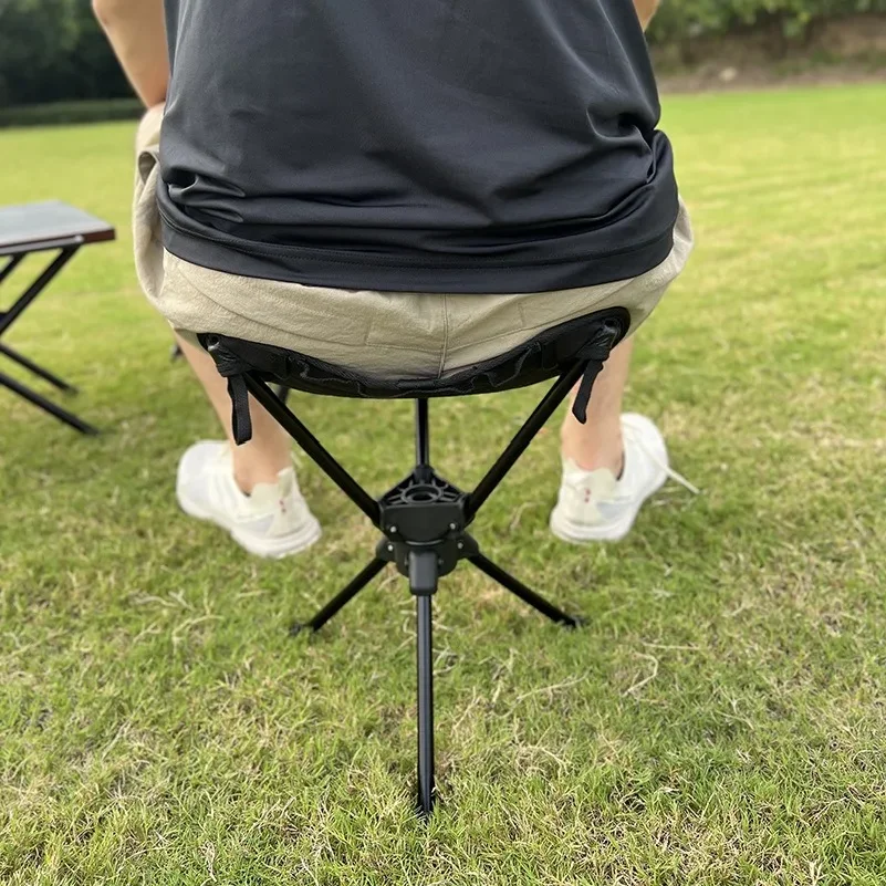 Outdoor camping rotating folding chair, aluminum alloy triangular stool, ultra lightweight carrying hiking picnic chair